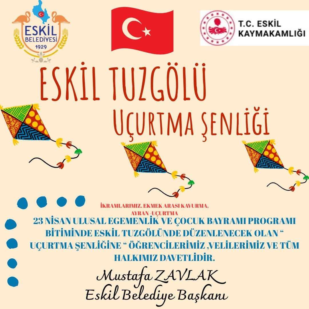 Eskil’de 23 Nisan Coşkusu Tuz Gölü’nde Uçurtma Şenliği ile Taçlanacak