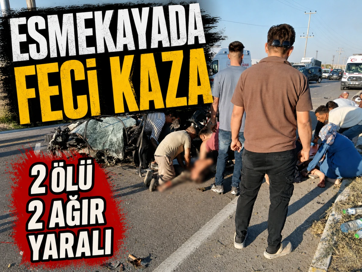 Eşmekayada korkun&ccedil; kaza. 2 &ouml;l&uuml;, 2 yaralı